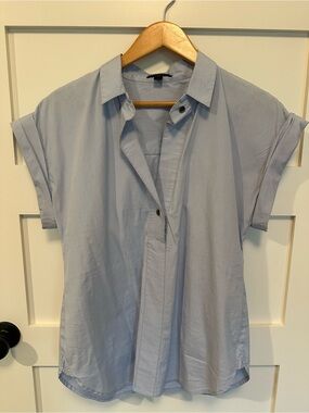 J. Crew Pale Blue Short Sleeve Popover Blouse